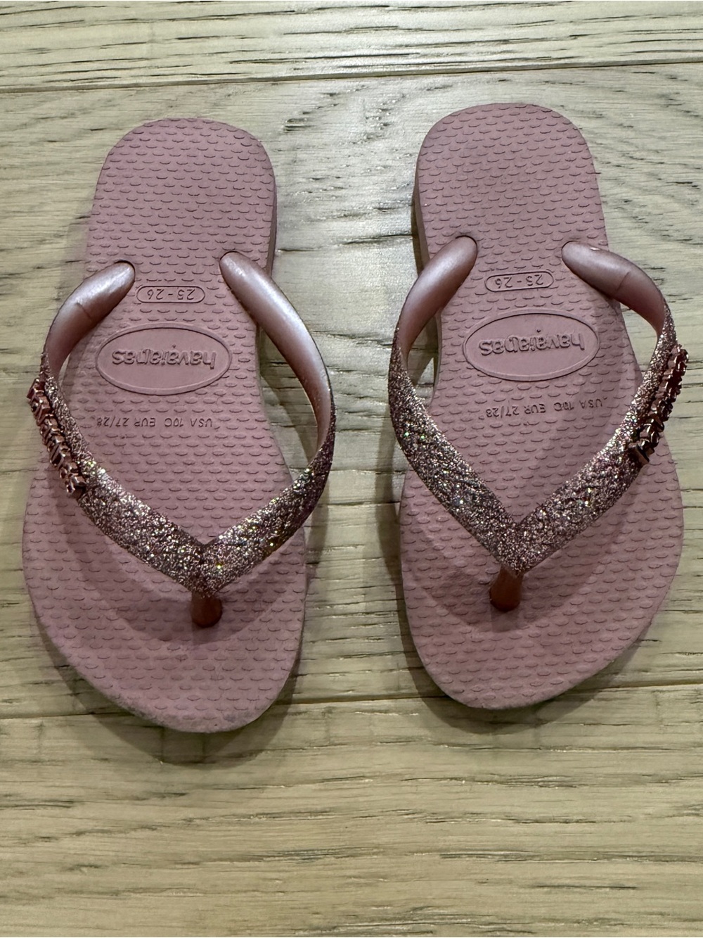 Havaianas | Girls Dusty Rose Flip Flops with Sparkle Straps
